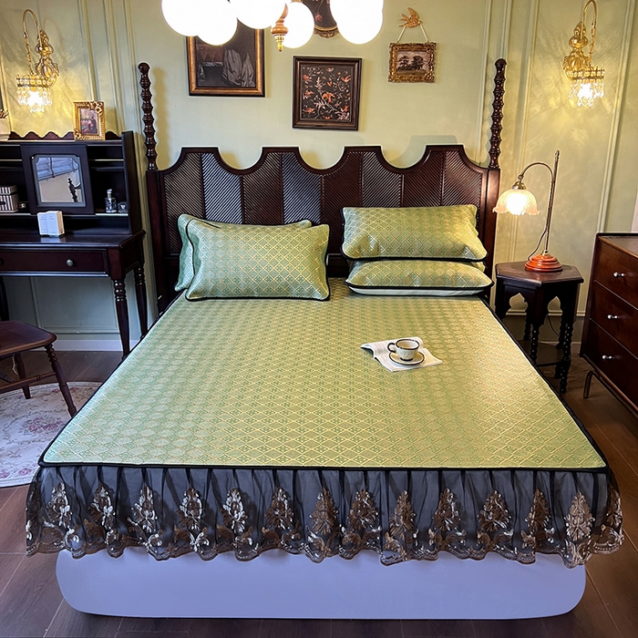 网红馆（ck家纺） 2026新款床笠款冰藤席夏日记忆系列 葱绿