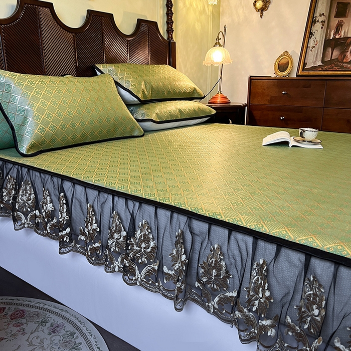 91家纺网 家纺一手货源 找家纺 网红馆（ck家纺） 2026新款床笠款冰藤席夏日记忆系列 葱绿