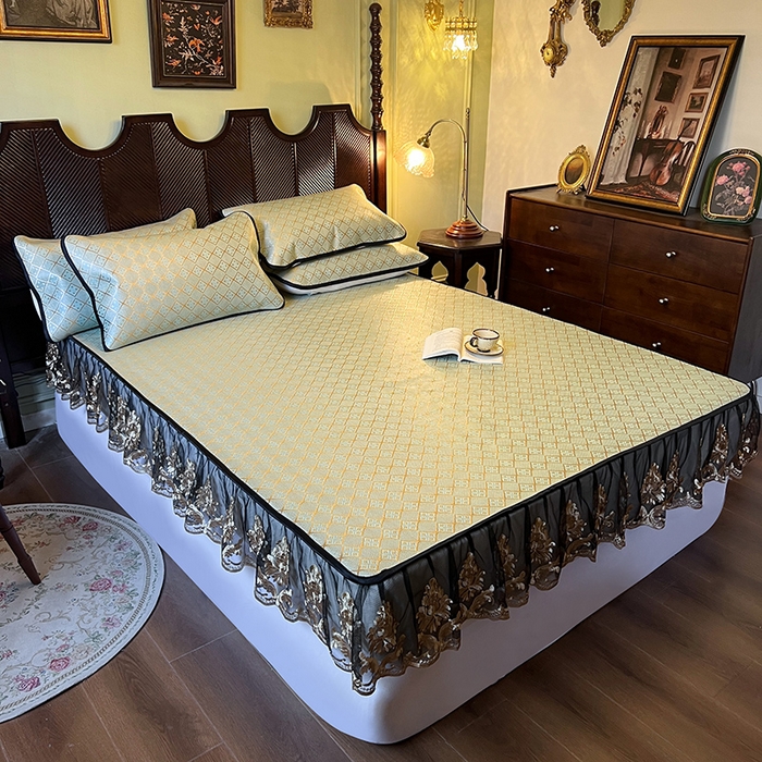 91家纺网 家纺一手货源 找家纺 网红馆（ck家纺） 2026新款床笠款冰藤席夏日记忆系列 豆青