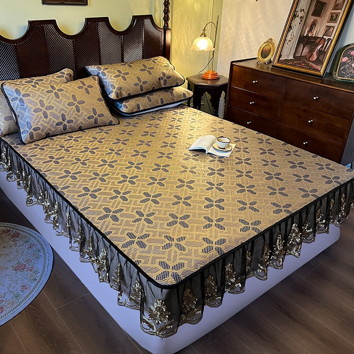 91家纺网 家纺一手货源 找家纺 网红馆（ck家纺） 2026新款床笠款冰藤席夏日记忆系列 钴蓝