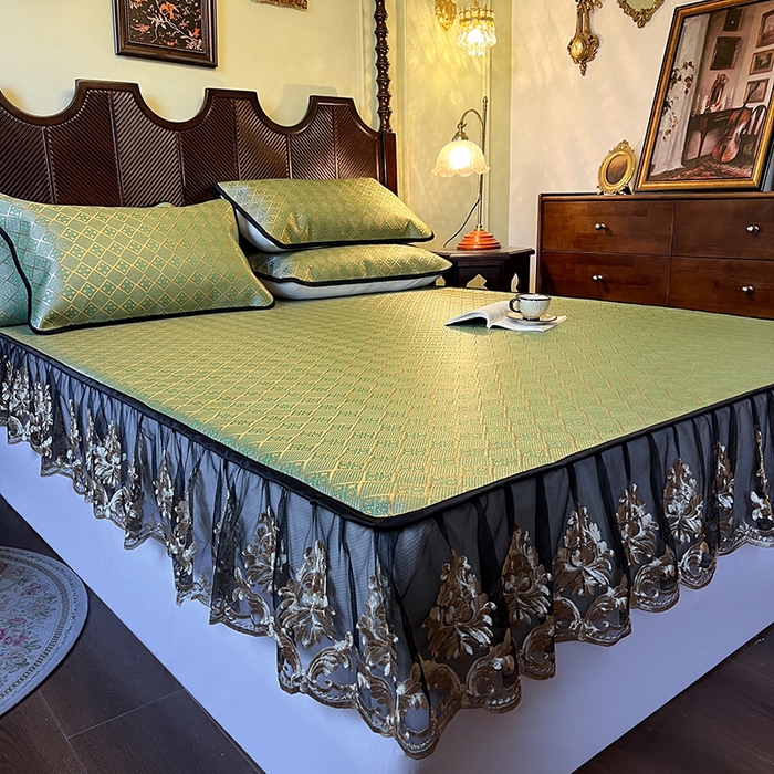 91家纺网 家纺一手货源 找家纺 网红馆（ck家纺） 2026新款床笠款冰藤席夏日记忆系列 葱绿