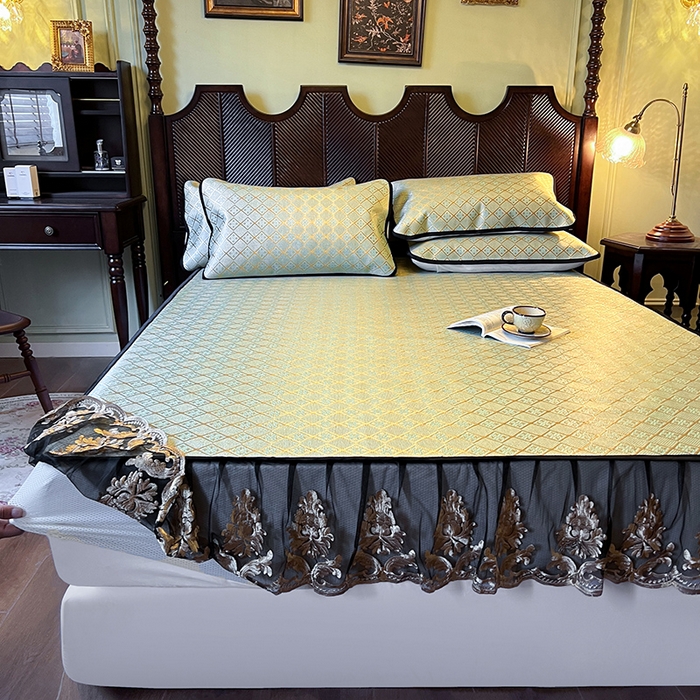 91家纺网 家纺一手货源 找家纺 网红馆（ck家纺） 2026新款床笠款冰藤席夏日记忆系列 豆青