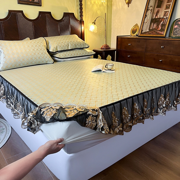 91家纺网 家纺一手货源 找家纺 网红馆（ck家纺） 2026新款床笠款冰藤席夏日记忆系列 豆青