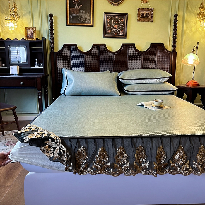 91家纺网 家纺一手货源 找家纺 网红馆（ck家纺） 2026新款床笠款冰藤席夏日记忆系列 荷绿