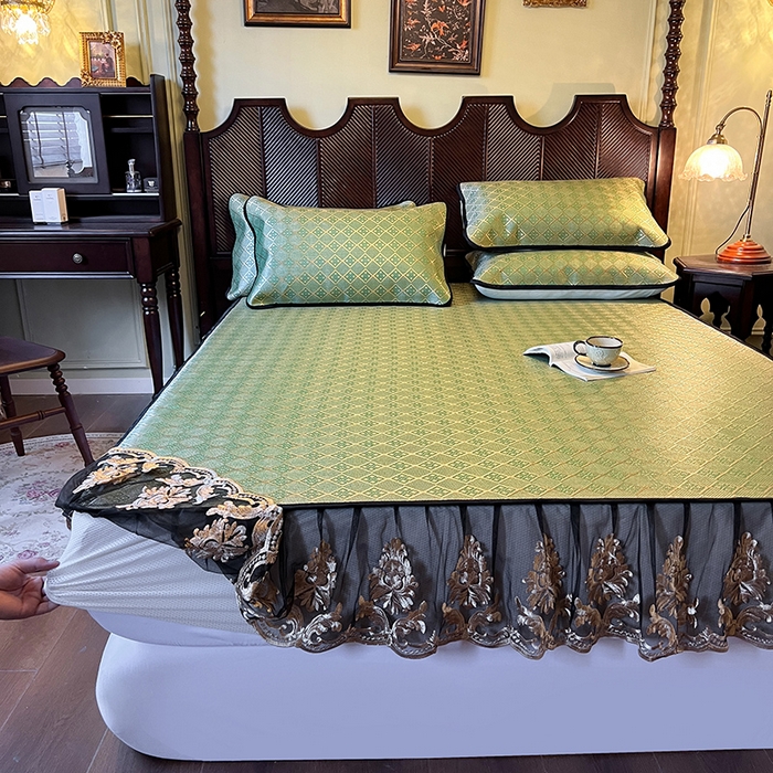 91家纺网 家纺一手货源 找家纺 网红馆（ck家纺） 2026新款床笠款冰藤席夏日记忆系列 葱绿