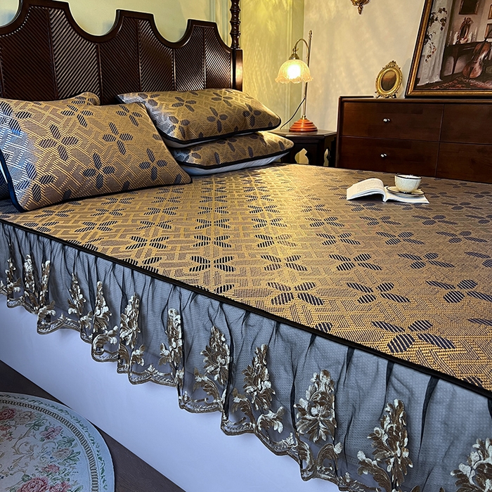 91家纺网 家纺一手货源 找家纺 网红馆（ck家纺） 2026新款床笠款冰藤席夏日记忆系列 钴蓝