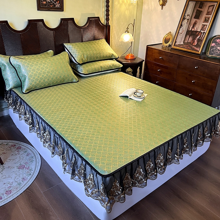 91家纺网 家纺一手货源 找家纺 网红馆（ck家纺） 2026新款床笠款冰藤席夏日记忆系列 葱绿