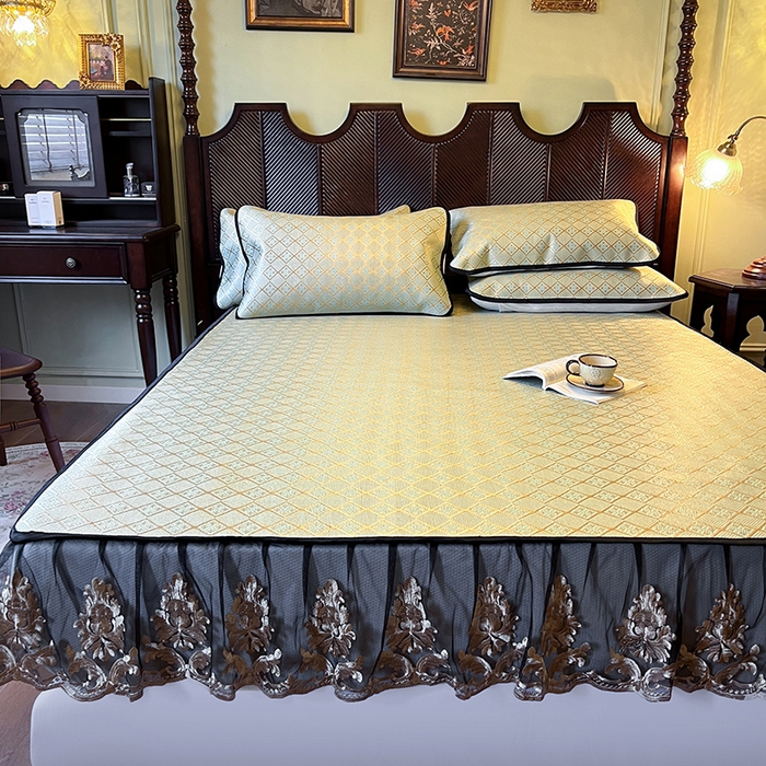 91家纺网 家纺一手货源 找家纺 网红馆（ck家纺） 2026新款床笠款冰藤席夏日记忆系列 豆青