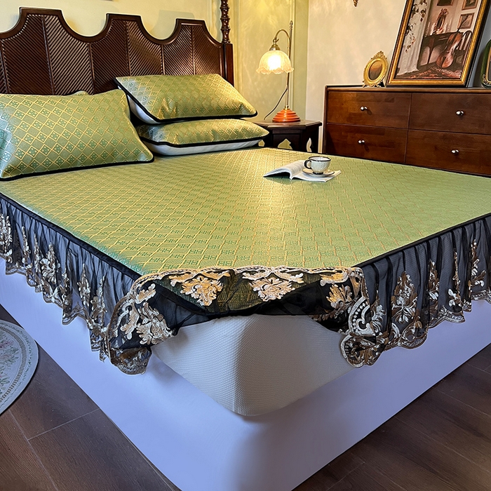 91家纺网 家纺一手货源 找家纺 网红馆（ck家纺） 2026新款床笠款冰藤席夏日记忆系列 葱绿