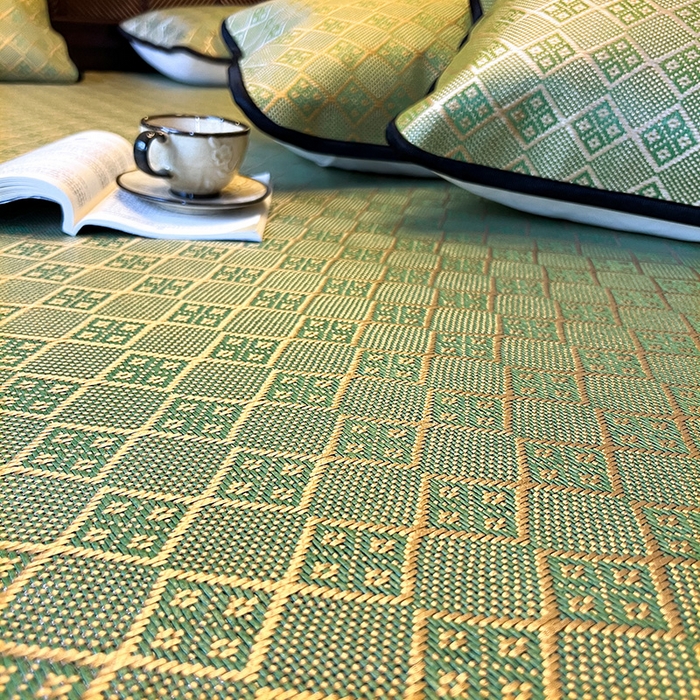 91家纺网 家纺一手货源 找家纺 网红馆（ck家纺） 2026新款床笠款冰藤席夏日记忆系列 葱绿