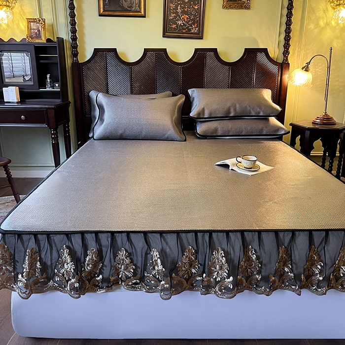 91家纺网 家纺一手货源 找家纺 网红馆（ck家纺） 2026新款床笠款冰藤席夏日记忆系列 灰咖