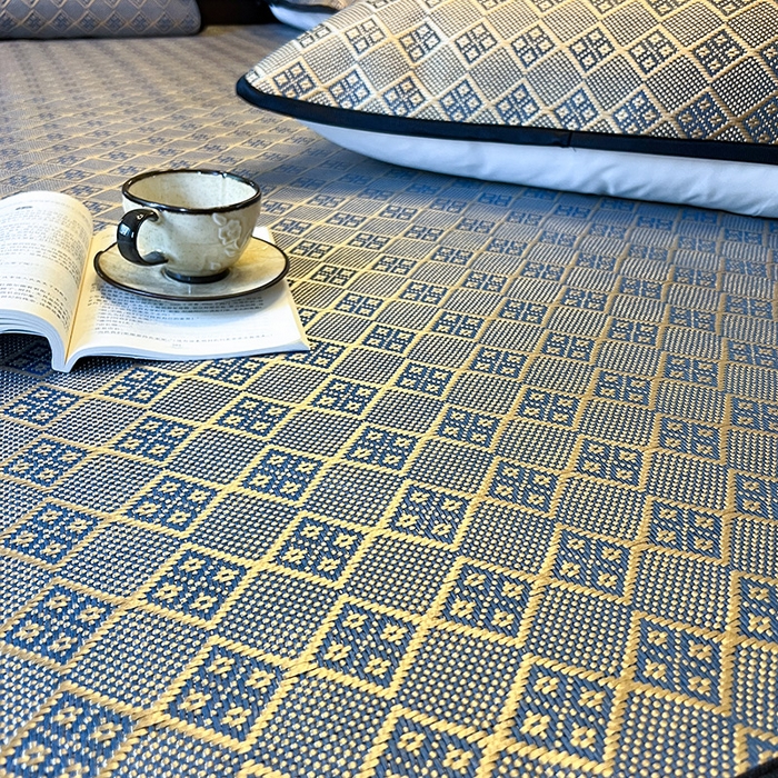 91家纺网 家纺一手货源 找家纺 网红馆（ck家纺） 2026新款床笠款冰藤席夏日记忆系列 花青