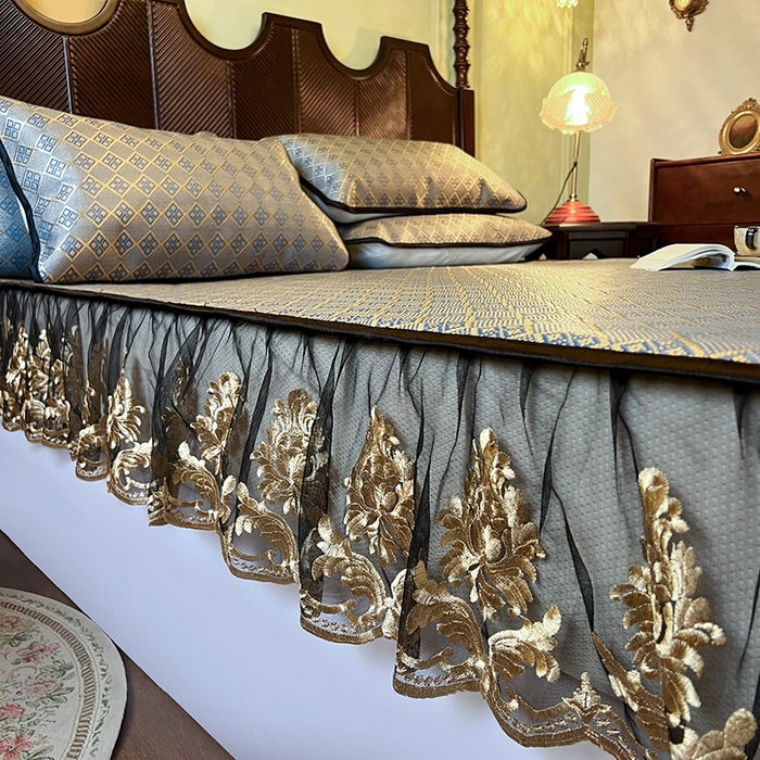 91家纺网 家纺一手货源 找家纺 网红馆（ck家纺） 2026新款床笠款冰藤席夏日记忆系列 花青