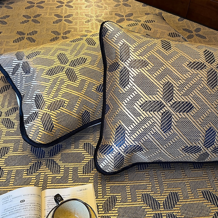 91家纺网 家纺一手货源 找家纺 网红馆（ck家纺） 2026新款床笠款冰藤席夏日记忆系列 钴蓝