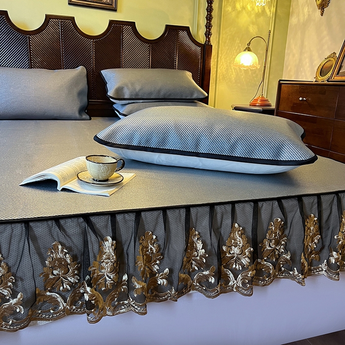 91家纺网 家纺一手货源 找家纺 网红馆（ck家纺） 2026新款床笠款冰藤席夏日记忆系列 蓝灰