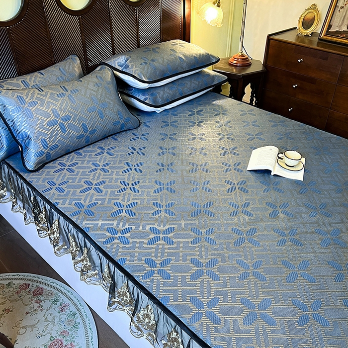 91家纺网 家纺一手货源 找家纺 网红馆（ck家纺） 2026新款床笠款冰藤席夏日记忆系列 蔚蓝