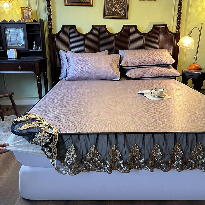 91家纺网 家纺一手货源 找家纺 网红馆（ck家纺） 2026新款床笠款冰藤席夏日记忆系列 莲红