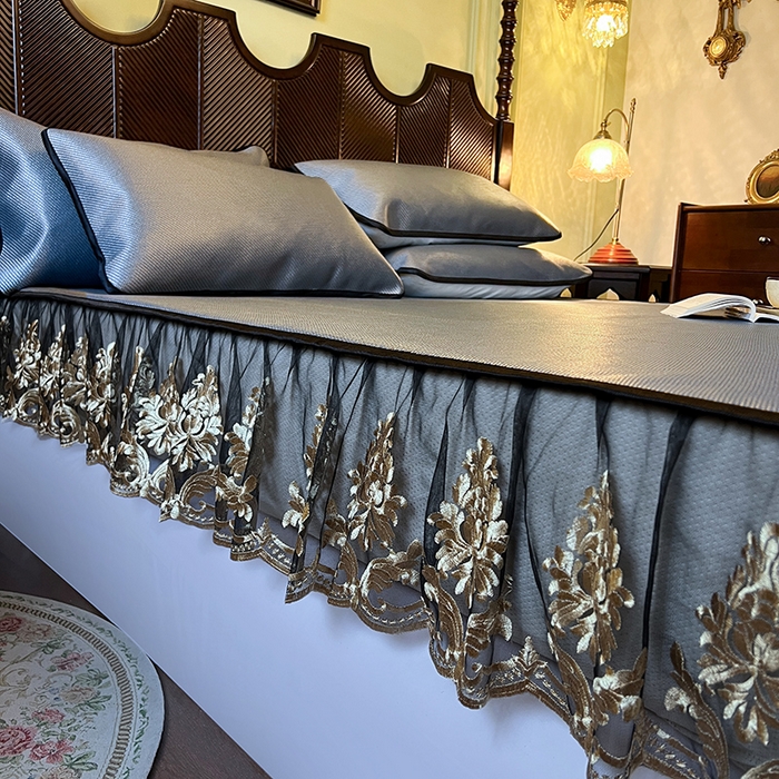 91家纺网 家纺一手货源 找家纺 网红馆（ck家纺） 2026新款床笠款冰藤席夏日记忆系列 蓝灰