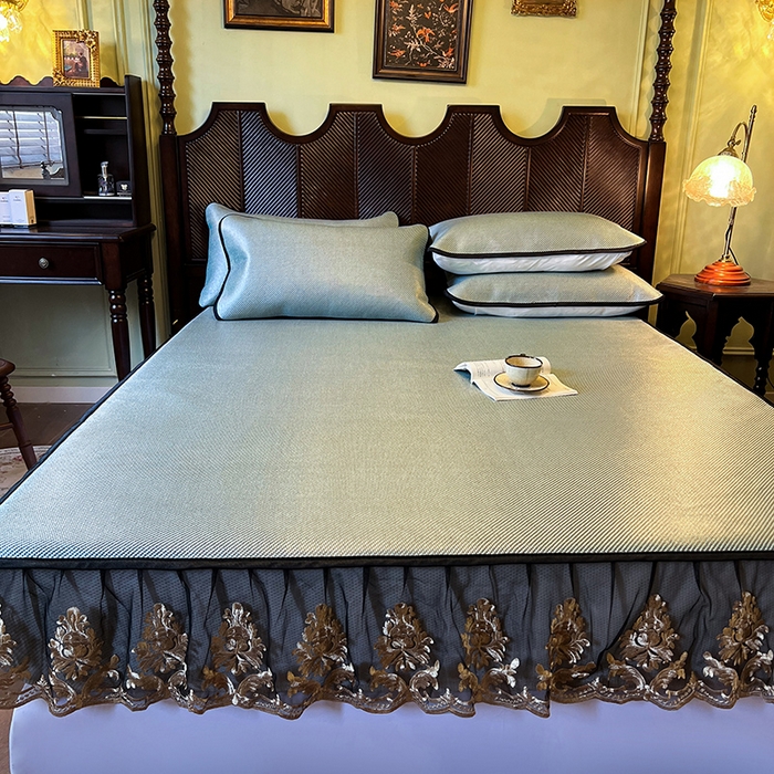 91家纺网 家纺一手货源 找家纺 网红馆（ck家纺） 2026新款床笠款冰藤席夏日记忆系列 荷绿