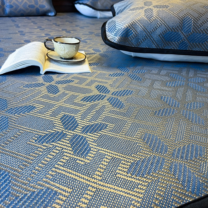 91家纺网 家纺一手货源 找家纺 网红馆（ck家纺） 2026新款床笠款冰藤席夏日记忆系列 蔚蓝