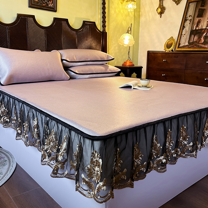 91家纺网 家纺一手货源 找家纺 网红馆（ck家纺） 2026新款床笠款冰藤席夏日记忆系列 烟粉