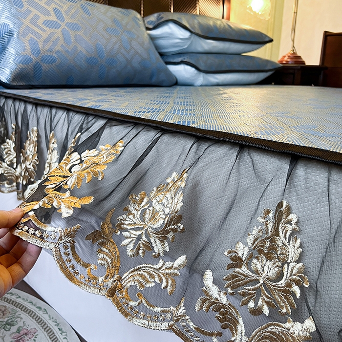 91家纺网 家纺一手货源 找家纺 网红馆（ck家纺） 2026新款床笠款冰藤席夏日记忆系列 蔚蓝