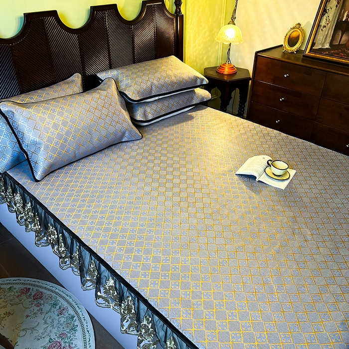 91家纺网 家纺一手货源 找家纺 网红馆（ck家纺） 2026新款床笠款冰藤席夏日记忆系列 烟色