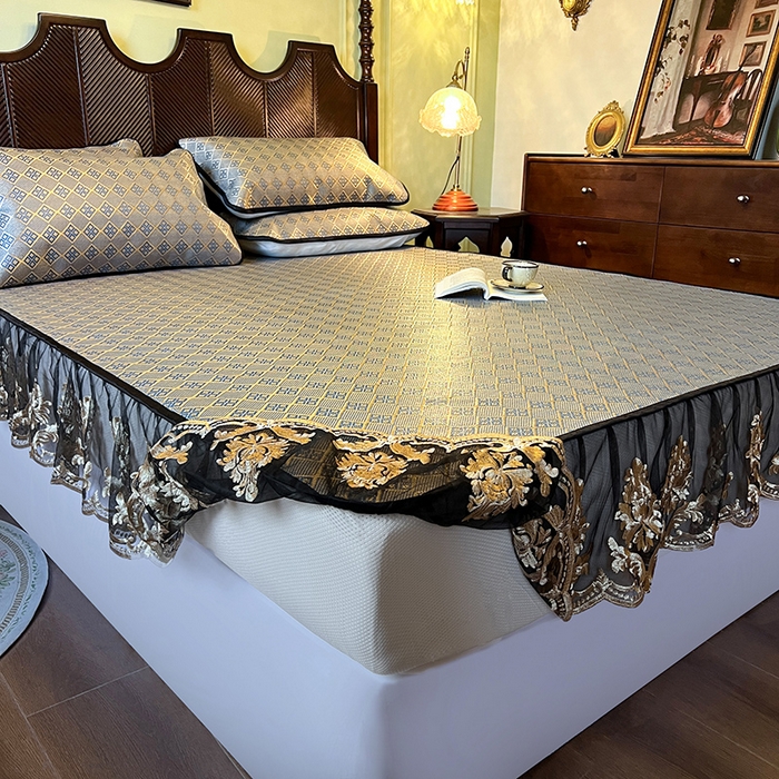 91家纺网 家纺一手货源 找家纺 网红馆（ck家纺） 2026新款床笠款冰藤席夏日记忆系列 花青