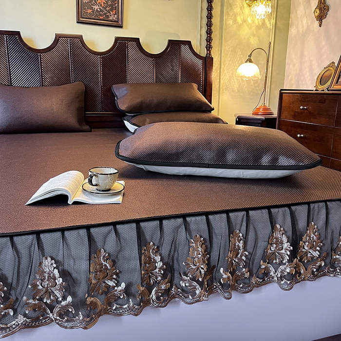 91家纺网 家纺一手货源 找家纺 网红馆（ck家纺） 2026新款床笠款冰藤席夏日记忆系列 深咖