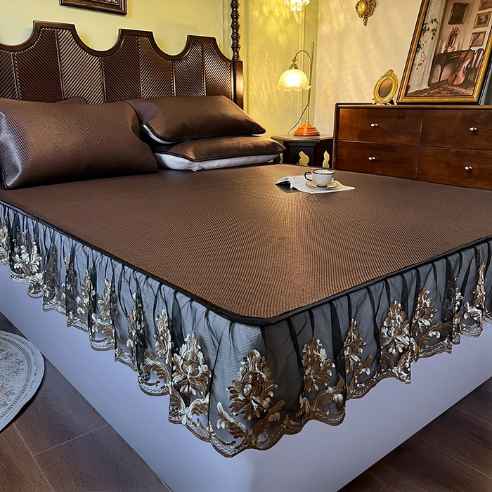 91家纺网 家纺一手货源 找家纺 网红馆（ck家纺） 2026新款床笠款冰藤席夏日记忆系列 深咖