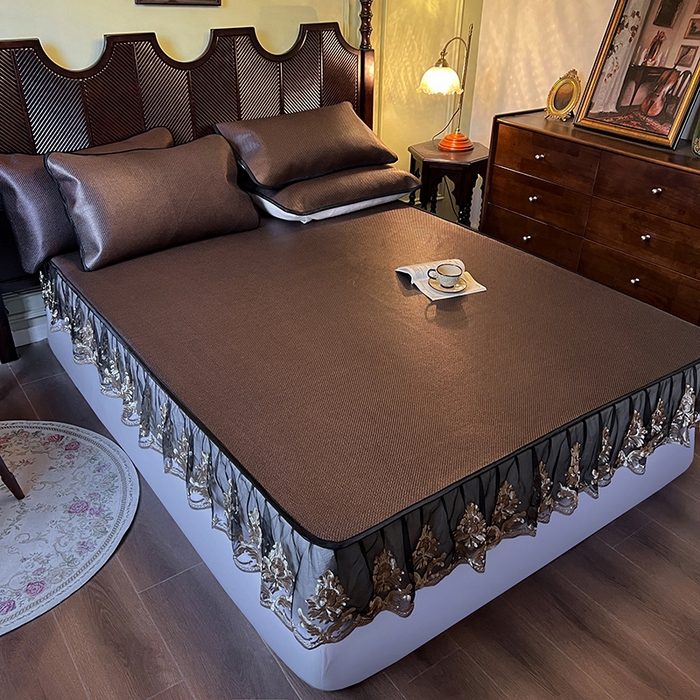 91家纺网 家纺一手货源 找家纺 网红馆（ck家纺） 2026新款床笠款冰藤席夏日记忆系列 深咖