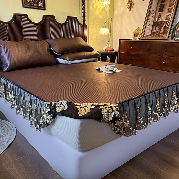 91家纺网 家纺一手货源 找家纺 网红馆（ck家纺） 2026新款床笠款冰藤席夏日记忆系列 深咖