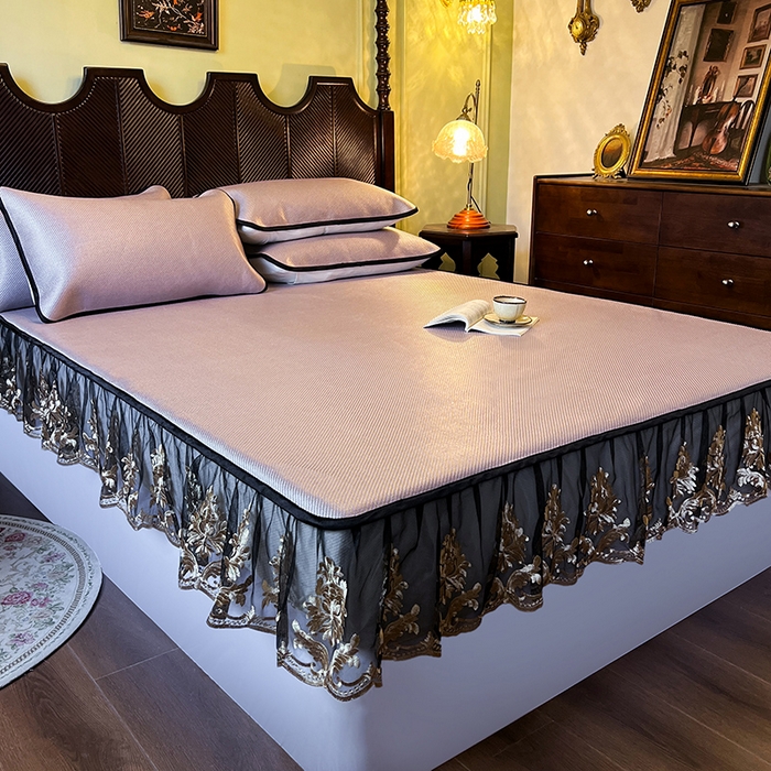 91家纺网 家纺一手货源 找家纺 网红馆（ck家纺） 2026新款床笠款冰藤席夏日记忆系列 烟粉