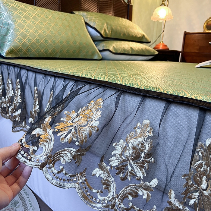 91家纺网 家纺一手货源 找家纺 网红馆（ck家纺） 2026新款床笠款冰藤席夏日记忆系列 葱绿