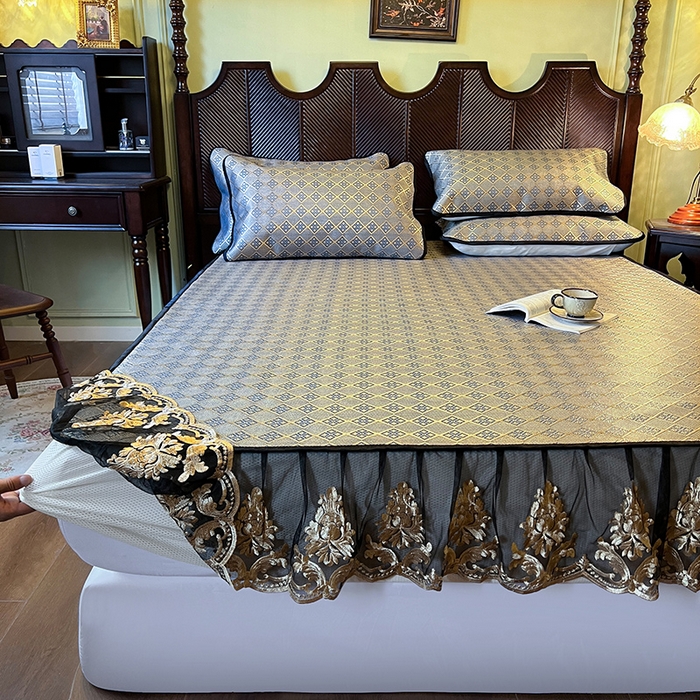 91家纺网 家纺一手货源 找家纺 网红馆（ck家纺） 2026新款床笠款冰藤席夏日记忆系列 花青