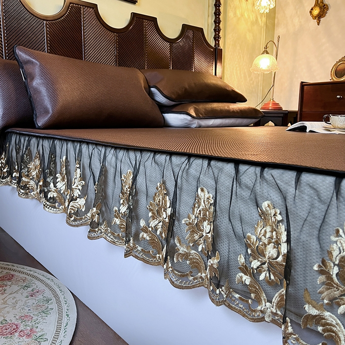 91家纺网 家纺一手货源 找家纺 网红馆（ck家纺） 2026新款床笠款冰藤席夏日记忆系列 深咖