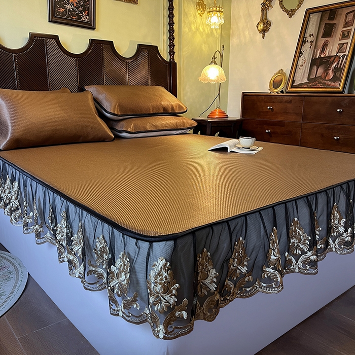 91家纺网 家纺一手货源 找家纺 网红馆（ck家纺） 2026新款床笠款冰藤席夏日记忆系列 栗棕