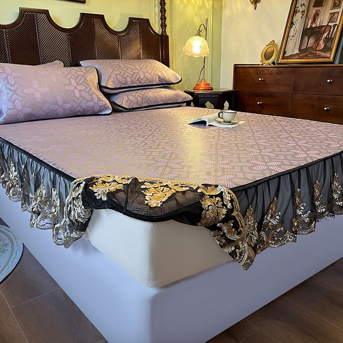 91家纺网 家纺一手货源 找家纺 网红馆（ck家纺） 2026新款床笠款冰藤席夏日记忆系列 莲红