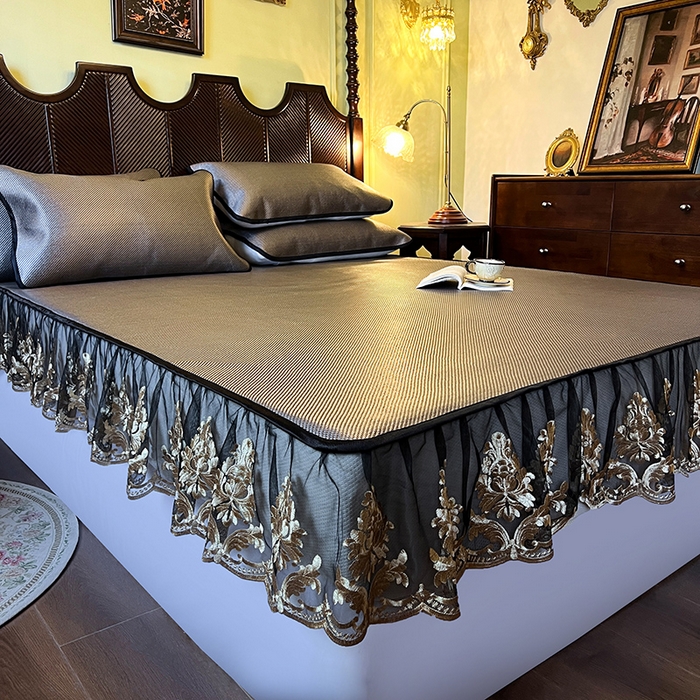 91家纺网 家纺一手货源 找家纺 网红馆（ck家纺） 2026新款床笠款冰藤席夏日记忆系列 灰咖