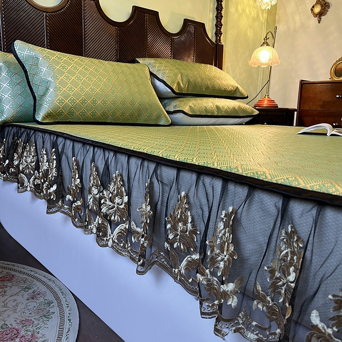 91家纺网 家纺一手货源 找家纺 网红馆（ck家纺） 2026新款床笠款冰藤席夏日记忆系列 葱绿