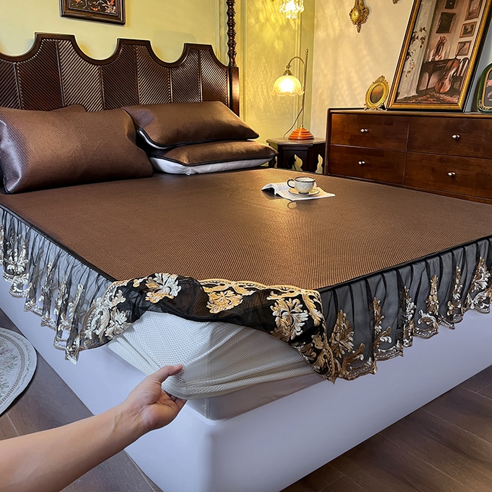 91家纺网 家纺一手货源 找家纺 网红馆（ck家纺） 2026新款床笠款冰藤席夏日记忆系列 深咖