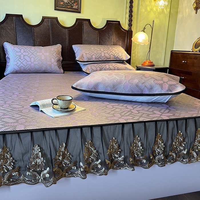 91家纺网 家纺一手货源 找家纺 网红馆（ck家纺） 2026新款床笠款冰藤席夏日记忆系列 莲红