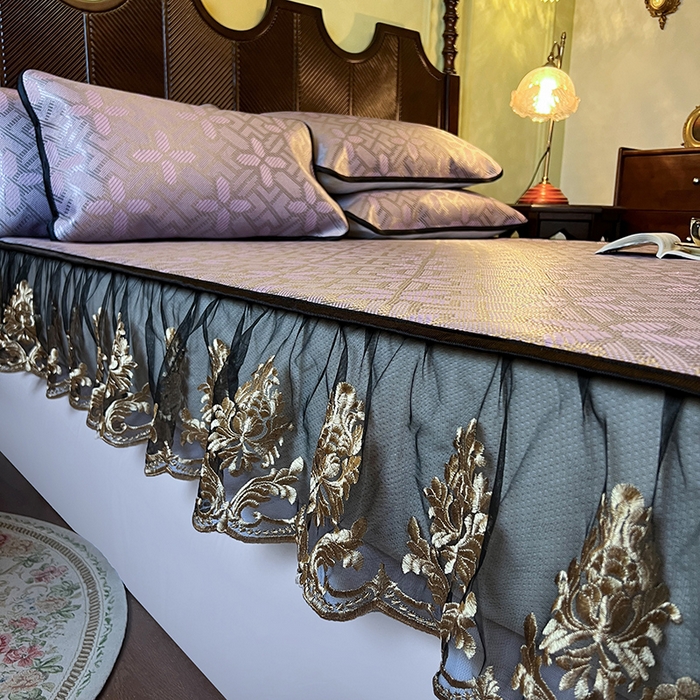 91家纺网 家纺一手货源 找家纺 网红馆（ck家纺） 2026新款床笠款冰藤席夏日记忆系列 莲红