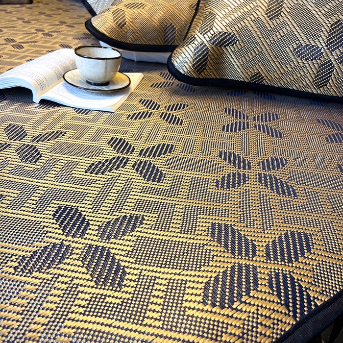 91家纺网 家纺一手货源 找家纺 网红馆（ck家纺） 2026新款床笠款冰藤席夏日记忆系列 钴蓝