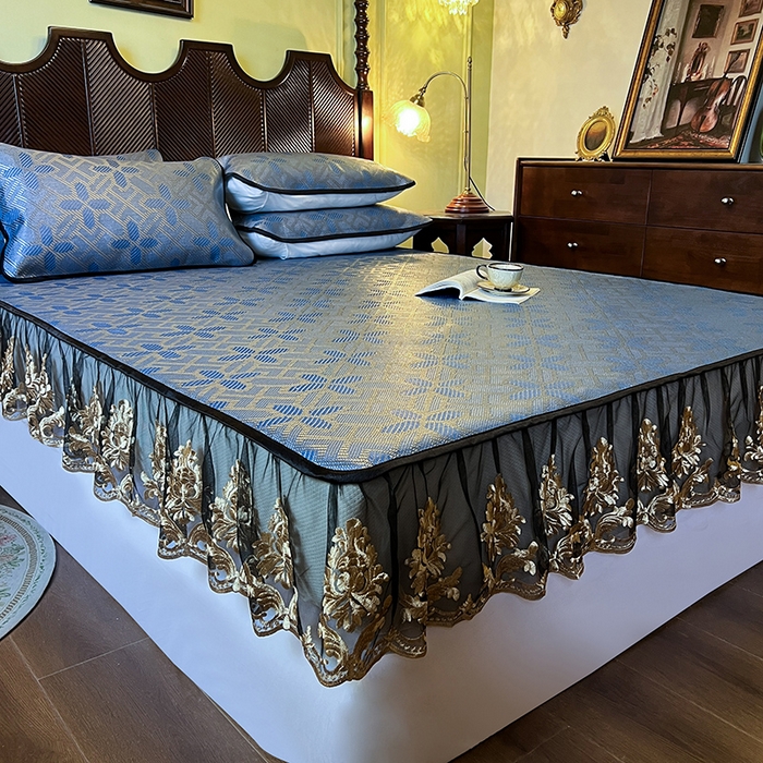 91家纺网 家纺一手货源 找家纺 网红馆（ck家纺） 2026新款床笠款冰藤席夏日记忆系列 蔚蓝