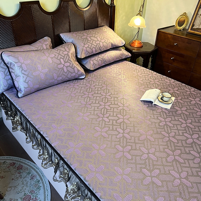 91家纺网 家纺一手货源 找家纺 网红馆（ck家纺） 2026新款床笠款冰藤席夏日记忆系列 莲红