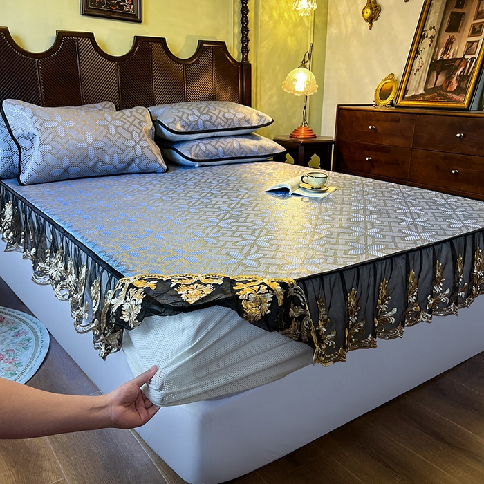 91家纺网 家纺一手货源 找家纺 网红馆（ck家纺） 2026新款床笠款冰藤席夏日记忆系列 雾清