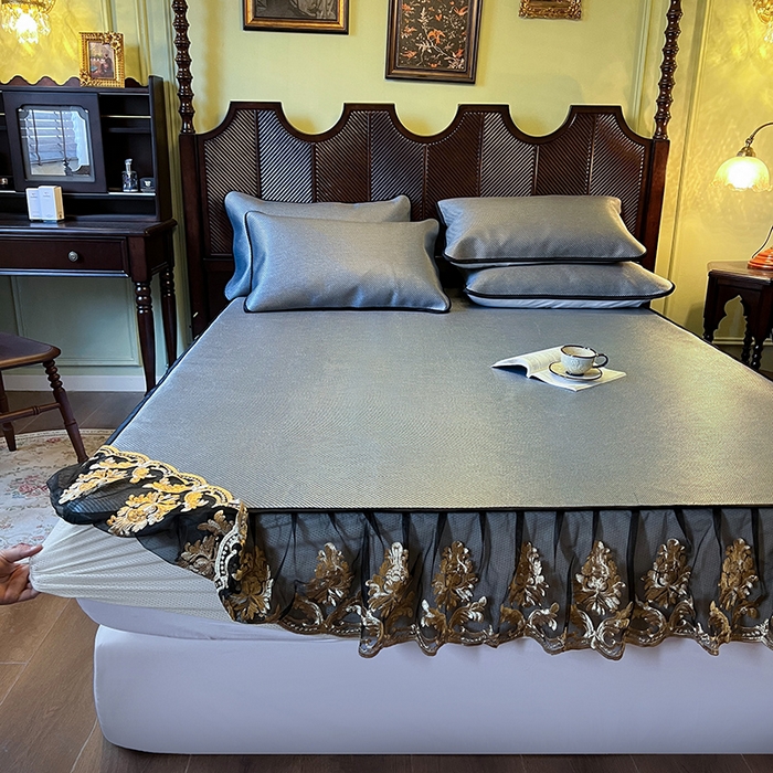 91家纺网 家纺一手货源 找家纺 网红馆（ck家纺） 2026新款床笠款冰藤席夏日记忆系列 蓝灰