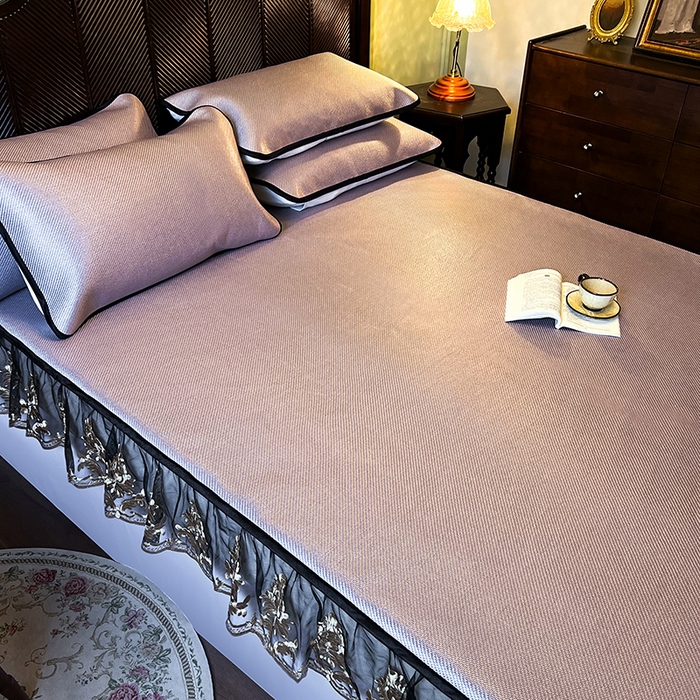 91家纺网 家纺一手货源 找家纺 网红馆（ck家纺） 2026新款床笠款冰藤席夏日记忆系列 烟粉