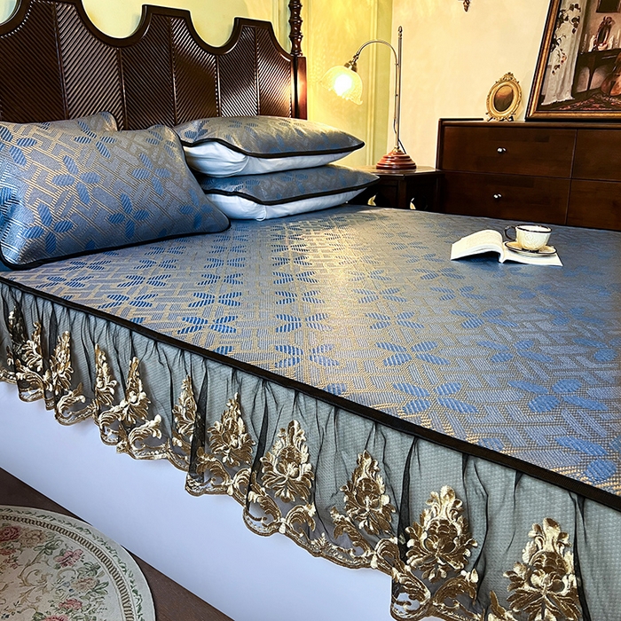 91家纺网 家纺一手货源 找家纺 网红馆（ck家纺） 2026新款床笠款冰藤席夏日记忆系列 蔚蓝